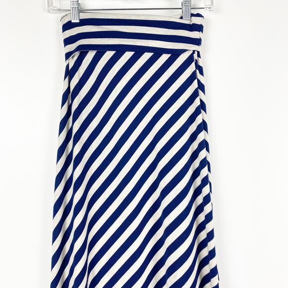 Lily Rose Foldover Striped Maxi Skirt Navy Blue Off White Womens Size XS - Picture 9 of 11